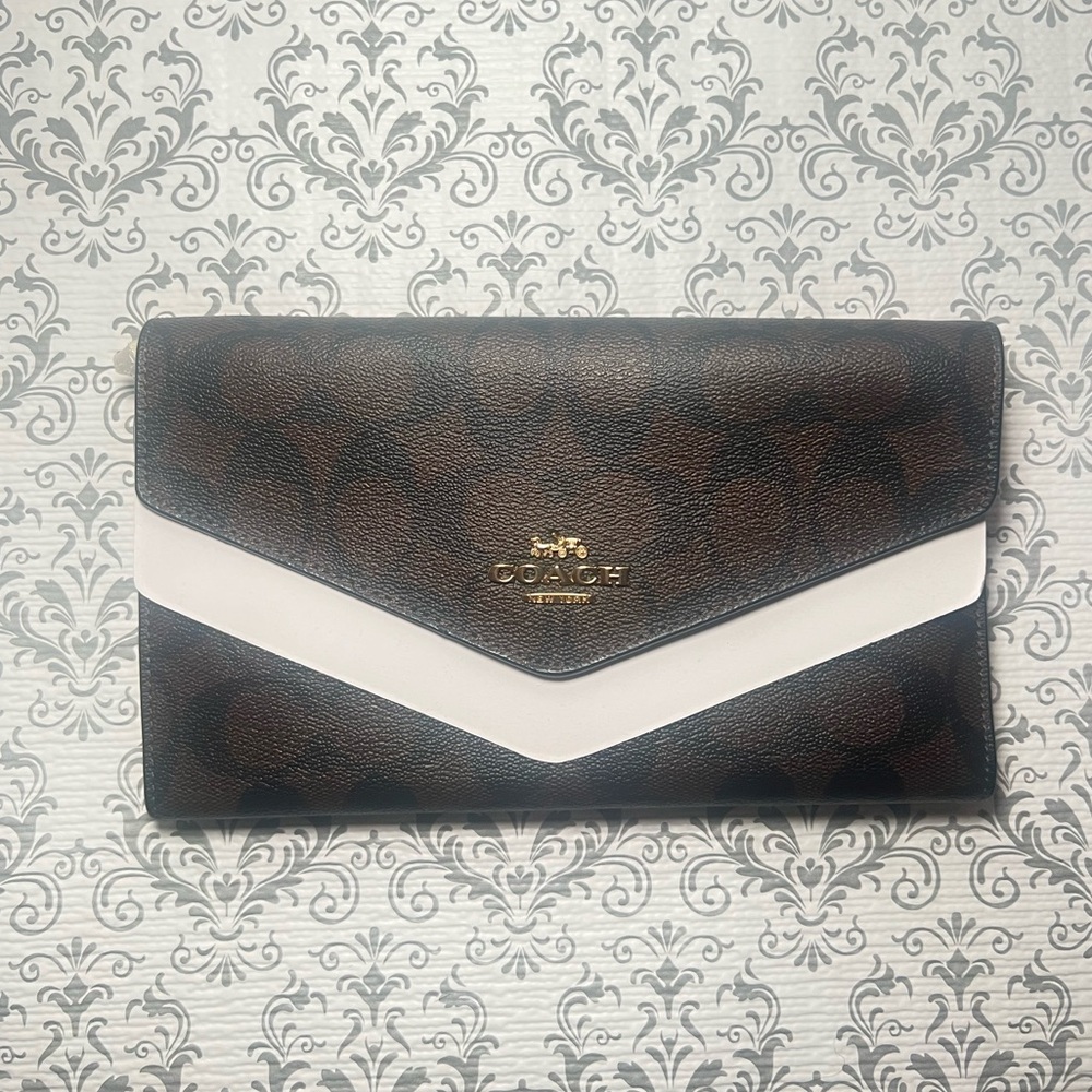 Coach Brown and Black Large Envelope Wallet/ Wristlet Women's